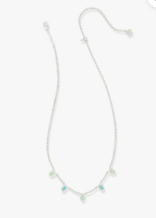 Mini Elisa Strnd Necklace Rhod Green Mix
