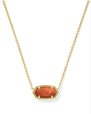 Elisa Necklace Gold Burnt Orange Mother of Pearl