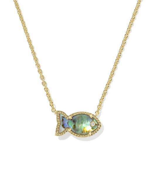 Parker Fish Pndnt Necklace Gold Abalone Shell