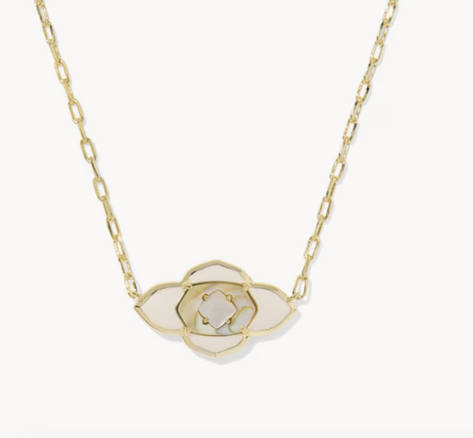 Abbie Medallion Pendant Necklace Gold Neutral Mix