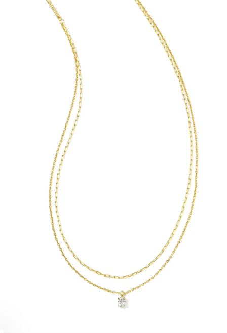 Cailin Multi Strand Gold White Crystal