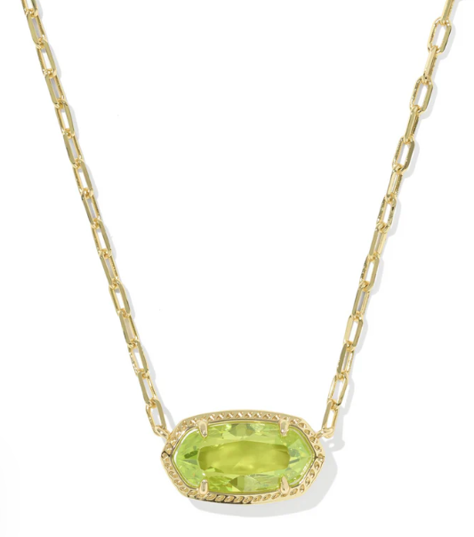 Elisa Luxe pendant Necklace Gold Light Green