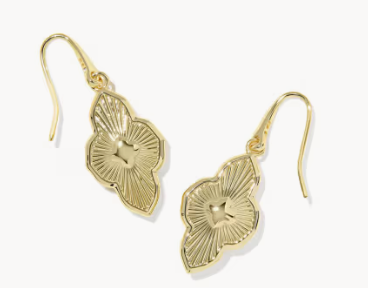 Abbie Medallion Gold Small Drop Earrings- Abalone Sea Green Mix