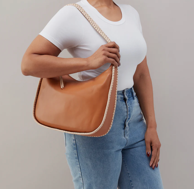 Mia Crescent Large Hobo Handbag  Cashew Warm