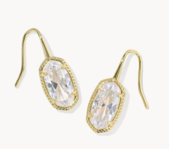 Kendra Scott Lee Luxe Drop Earrings Gold White CZ