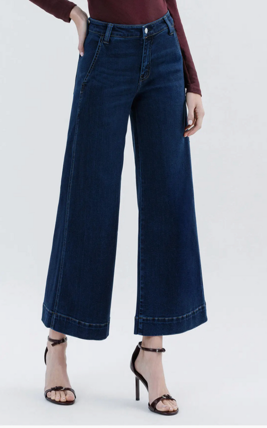 High Rise Dark Wash Ankle Wide Leg Jeans