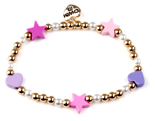 CHARM IT! Gold Heart & Star Stretch Bead Bracelet