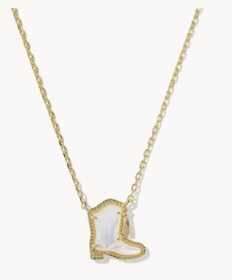 Drill Team Boot Gold Short Pendant Necklace Kendra Scott