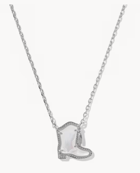 Drill Team Boot Silver Short Pendant Necklace Kendra Scott