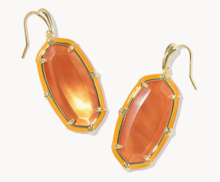 Elle Gold Papaya Mop Enamel Drop Earrings Kendra Scott