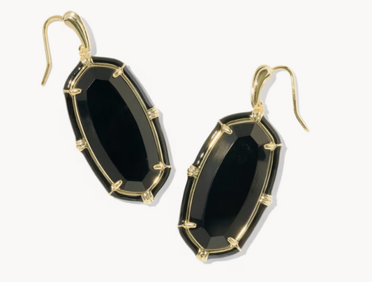 Elle Gold Enamel Drop Earrings Black Agate Kendra Scott