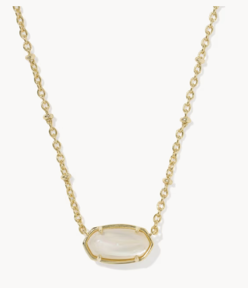 Tiger Striped Elisa Gold Short Pendant Necklace Natural Mother-of-Pearl