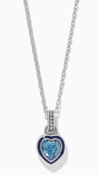 JM0315 Halo Gemma Petite Heart Aqua Necklace