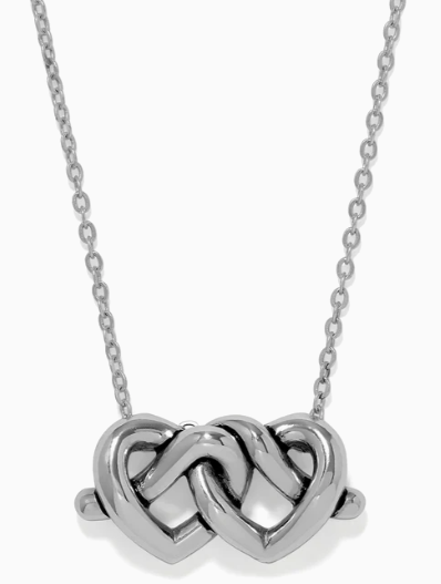 JM0294 Interlock Linked Hearts Silver Necklace