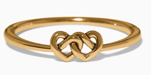 JF0505 Interlok Linked Hearts Gold Hinged Bangle