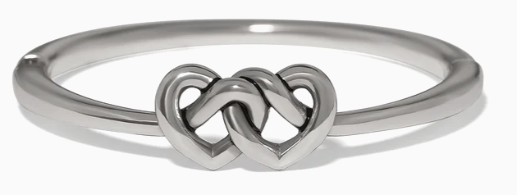 JF0504 Interlok Linked Hearts Silver Hinged Bangle