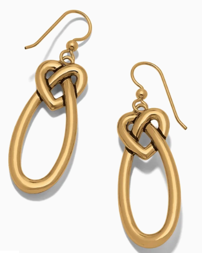 JA0364 Interlok Linked Hearts Gold French Wire Earrings