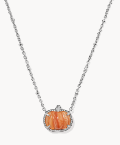 Pumpkin Short Pendant Rhod Orange Necklace Kendra Scott
