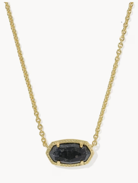 Elisa Boo Pendant Necklace Gold Black Granite
