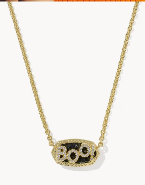 Elisa Boo Pendant Necklace Gold Black Granite