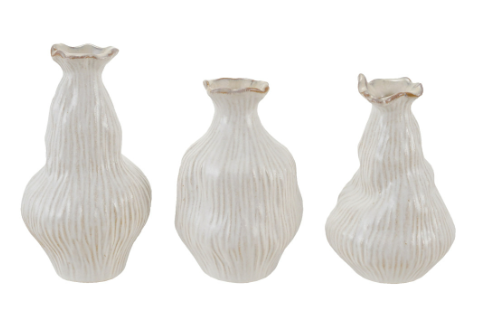 Stoneware Vase White Textured