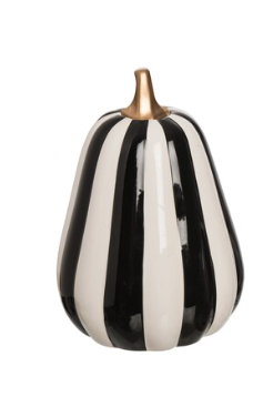 H-26 Ceramic Halloween Striped Pumpkin ( Assorted )