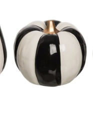H-26 Ceramic Halloween Striped Pumpkin ( Assorted )