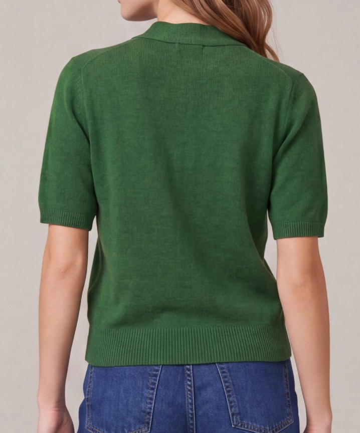Green Sweater with Bow Tie / Top