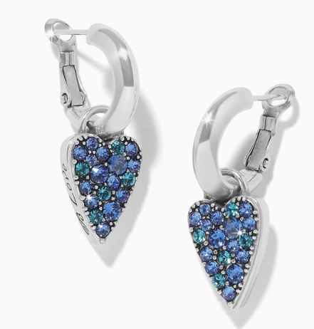 JA0297 Love Messages B Love Blue Reversible Hoop Earrings