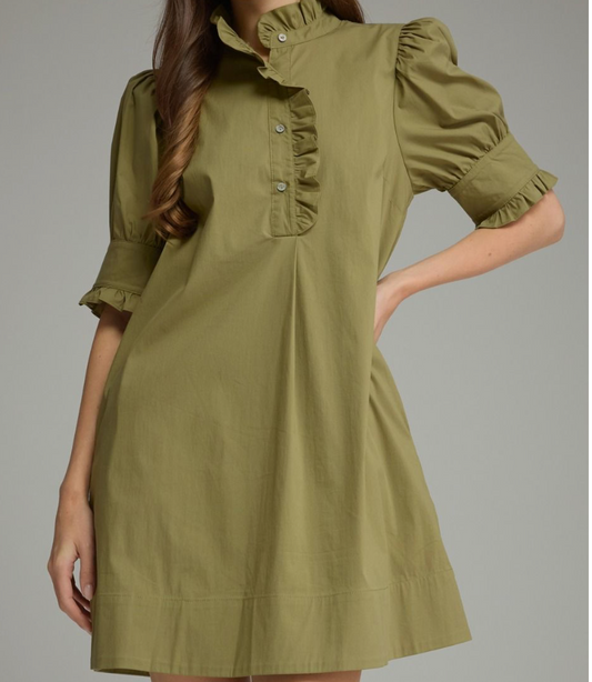 Olive Dress Sondra with Ruffle