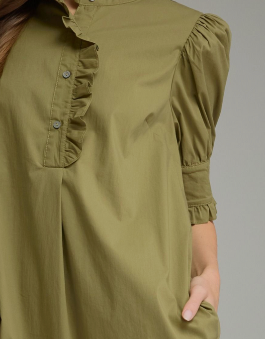 Olive Dress Sondra with Ruffle