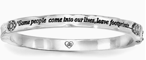 JB0962 Silver Footprints Hinged Bangle