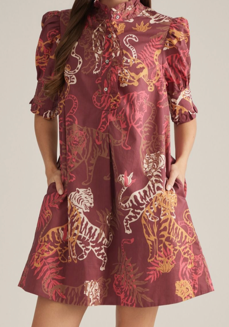 Burgundy Tiger Fall Dress