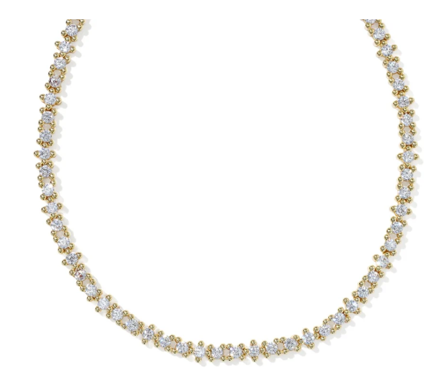 Fate Tennis Necklace Gold Metal White CZ