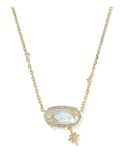 Elisa Star Pendant Necklace Gold Crystal Ivory Illusion Necklace