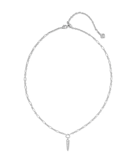 Fate Short Pendant Necklace Rhodium White CZ