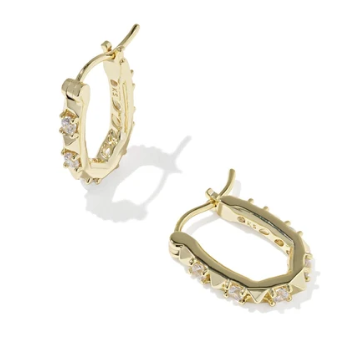 Fate Huggie Earrings Gold Metal White CZ