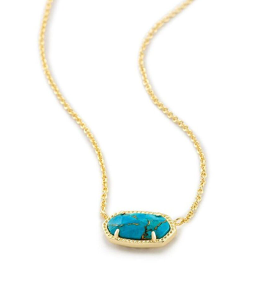 Kendra Scott Elisa Necklace Gold Bronze Veined Turquoise