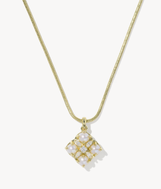 Kendra Scott Dira Pearl Gold Short Pendant Necklace