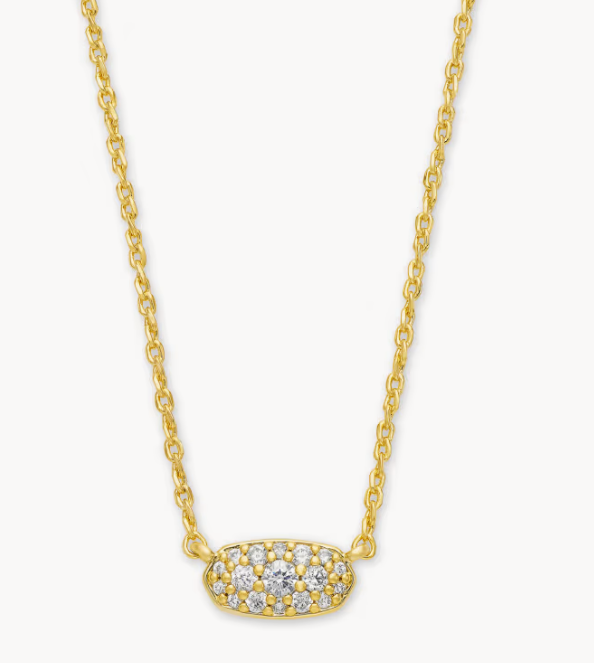 Kendra Scott Grayson Crystal Pendant Necklace Gold Metal White