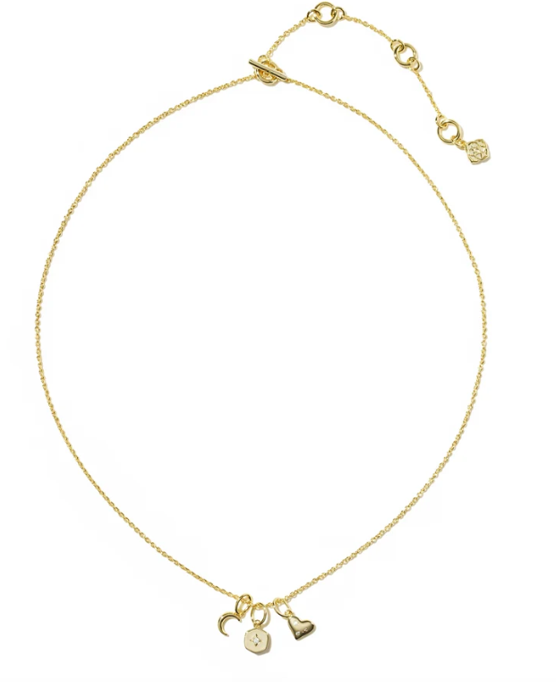 Kendra Scott Arlene Charm Necklace Gold Metal White Cz