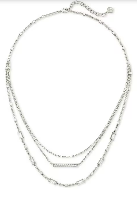 Kendra Scott Addison Multi Strand Necklace Rhodium Metal