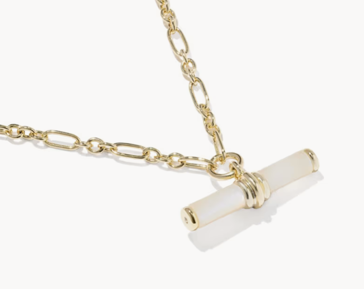 Kendra Scott Bree Beaded Bar Pendant Necklace Gold Ivory MOP