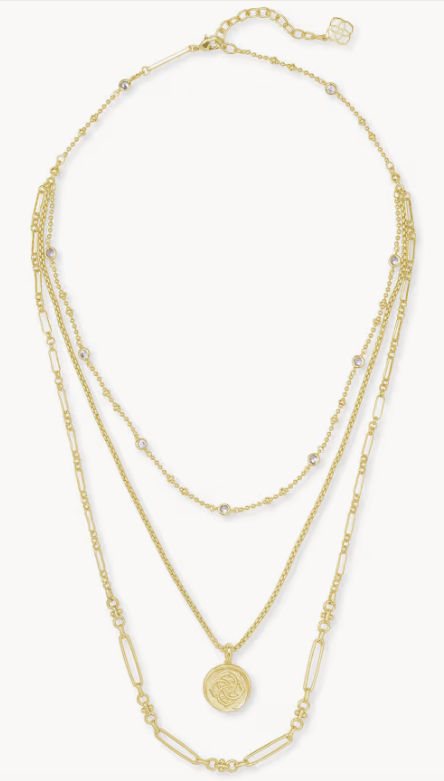 Kendra Scott Medallion Triple Strand Necklace Gold Metal