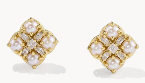 Kendra Scott Dira Pearl Stud Earrings Gold Freshwater