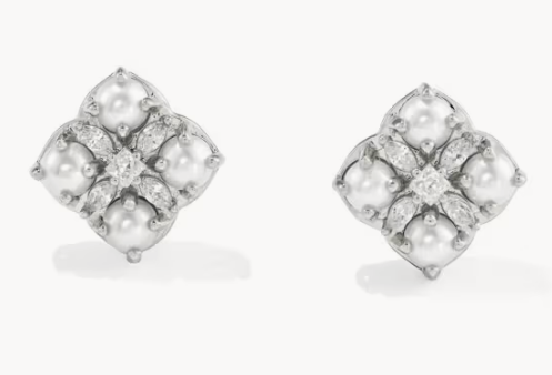 Kendra Scott Dira Pearl Stud Earrings Rhodium Freshwater