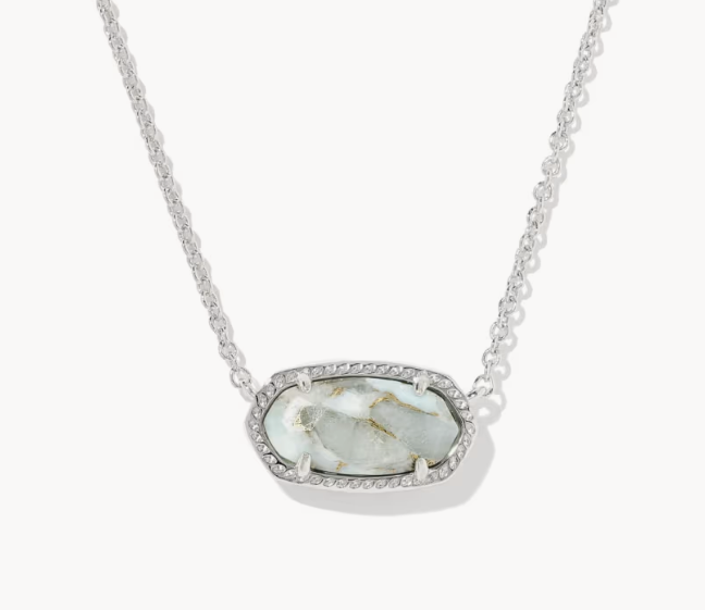 Kendra Scott Elisa Necklace Rhodium Veined Aquamarine and Smithsonite