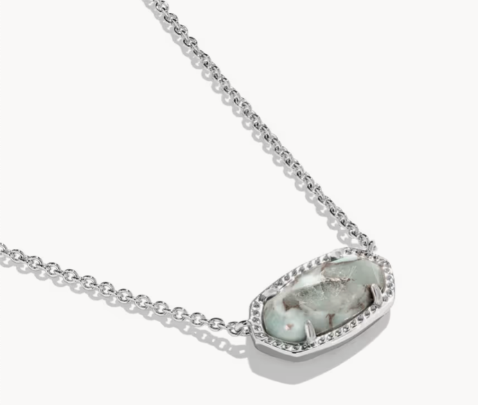 Kendra Scott Elisa Necklace Rhodium Veined Aquamarine and Smithsonite