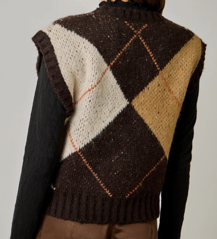 Argyle Brown/ Burgundy Sleeveless Sweater Vest