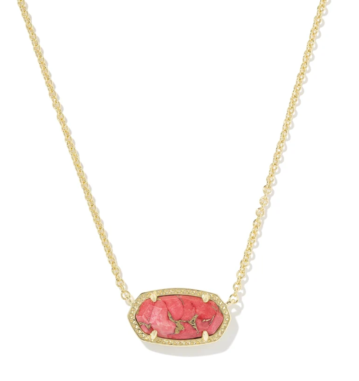 Kendra Scott Elisa Necklace Gold Bronze Veined Red Magnesite